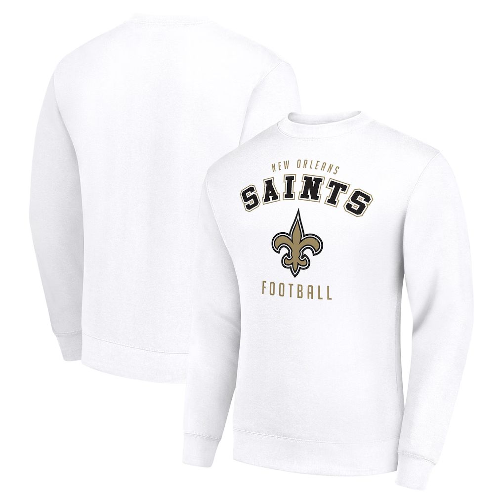 Men 2026 NFL New Orleans Saints white round-neck sweatshirt style 01